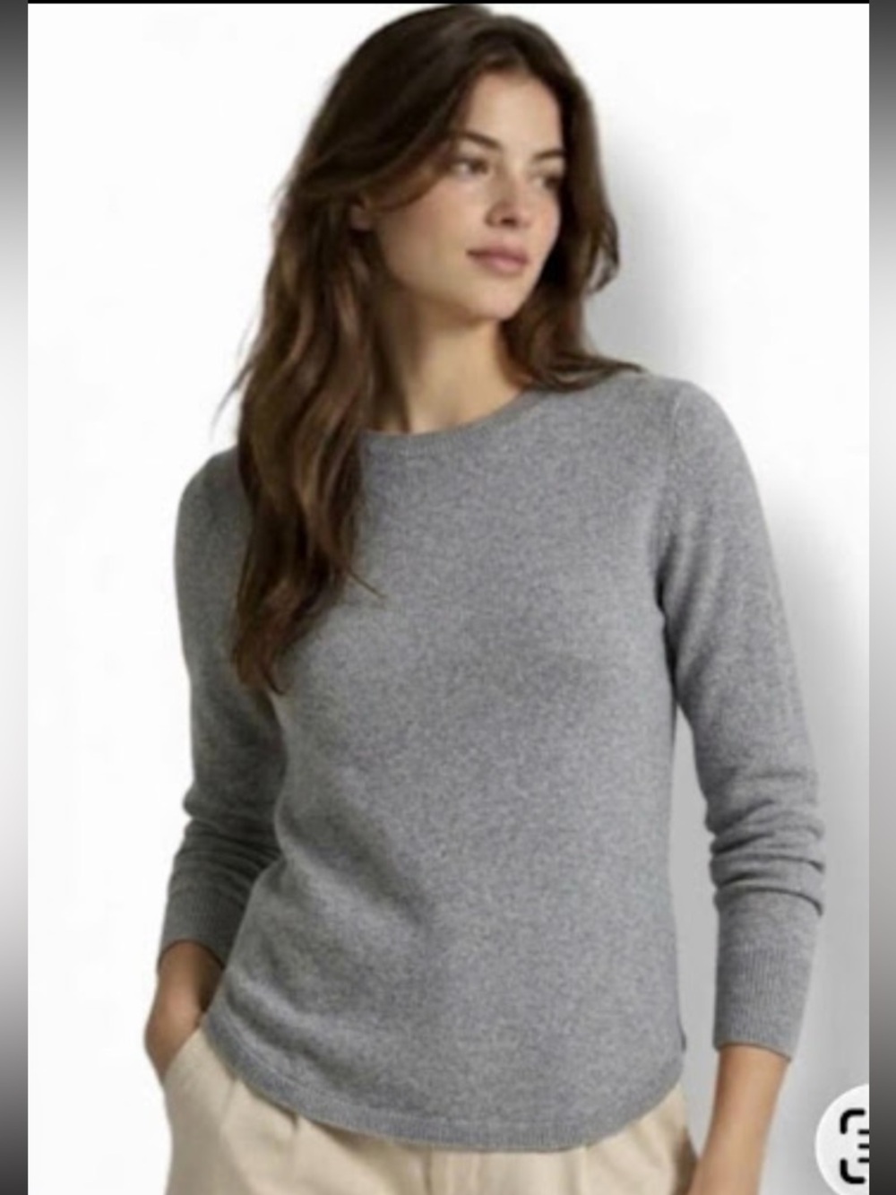 J.McLaughlin 100% Cashmere Crew Neck Sweater – Light Gray – Size M